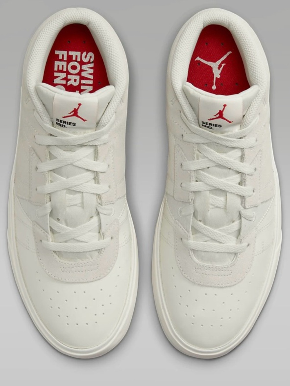 Jordan Series Mid Sail Sneakers in White with Red Accents